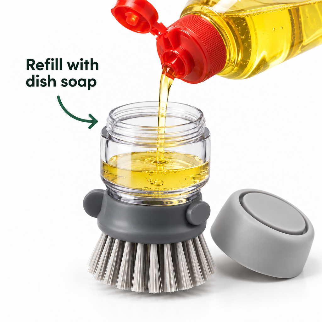 Refillable Soap-Dispensing Dish Brush