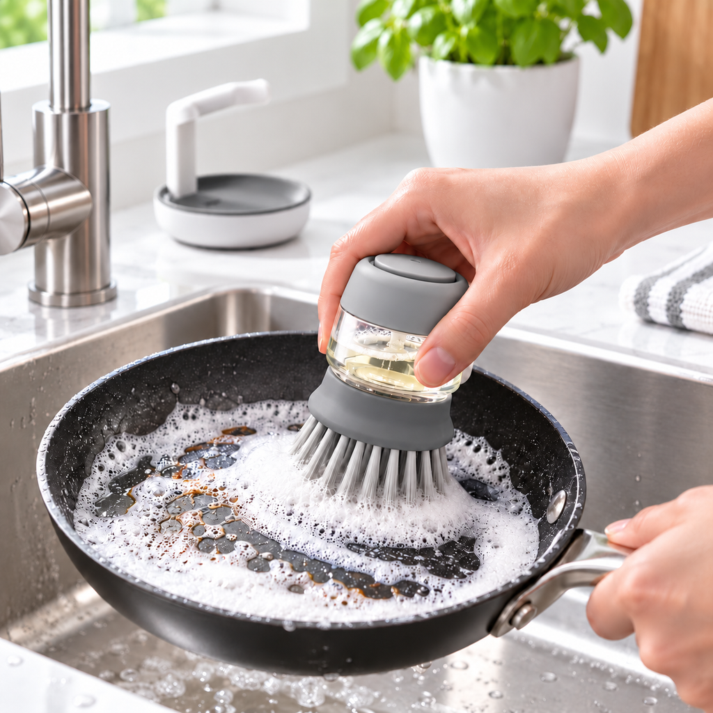 Refillable Soap-Dispensing Dish Brush